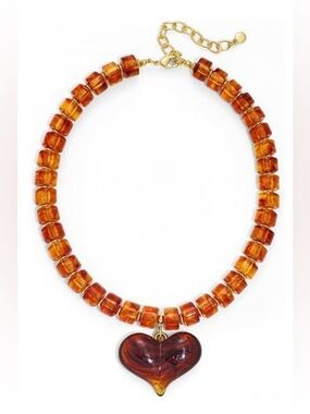 Heart Pendant Bead Necklace (7561)